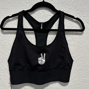 New Ultracor Sports Bra- Black with peace sign- Size S & L